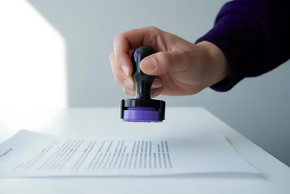 Officieel stempel op beëdigd vertaald document